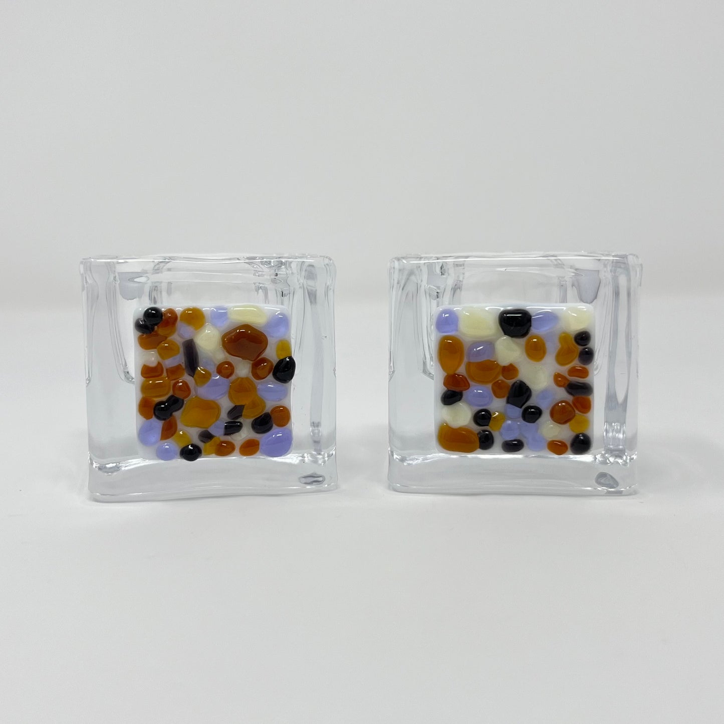 Purple, Brown, and Amber Tea Light Holders