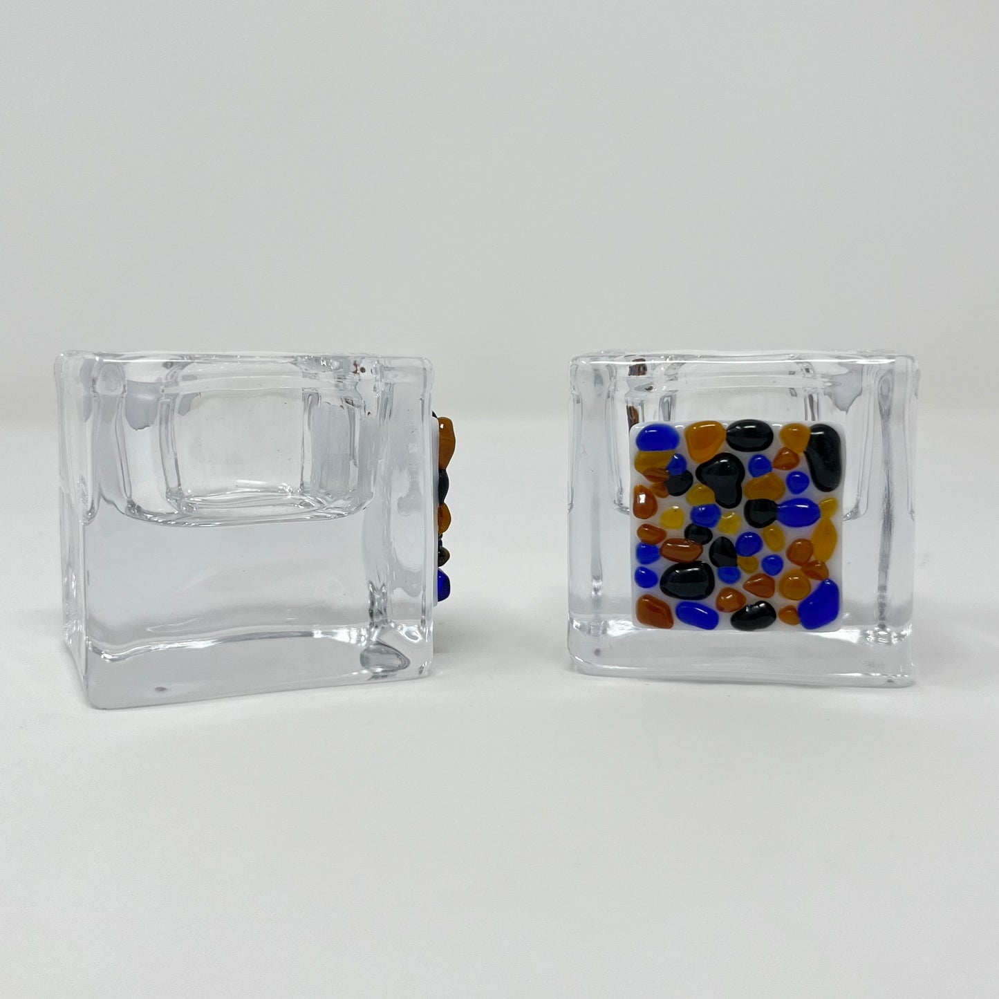 Blue, Brown, and Amber Tea Light Holders