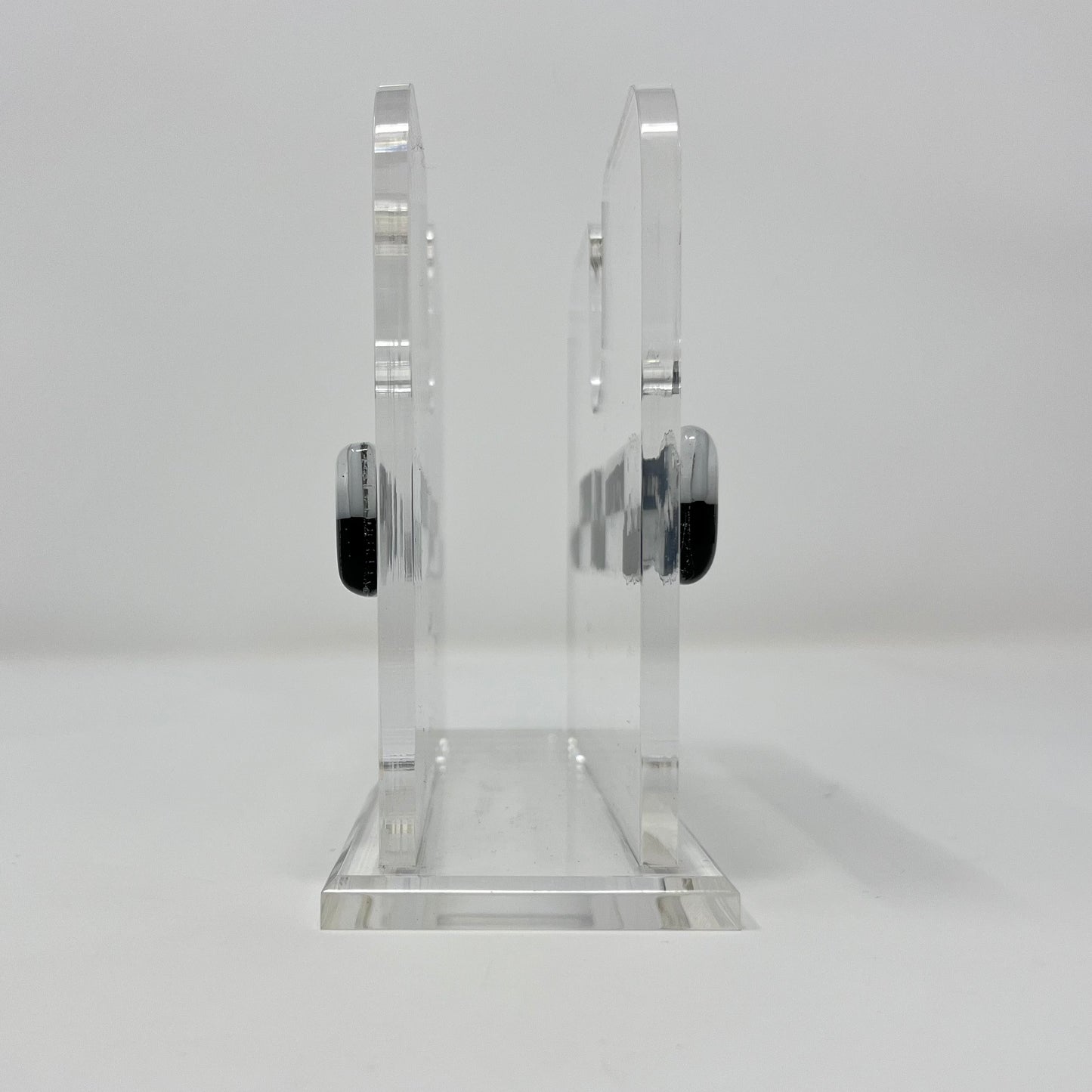 Black and White Checkered Napkin Holder, Silver Stripe