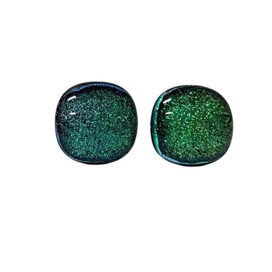 Glistening Green Cufflinks - Y.A. Fused Glass -