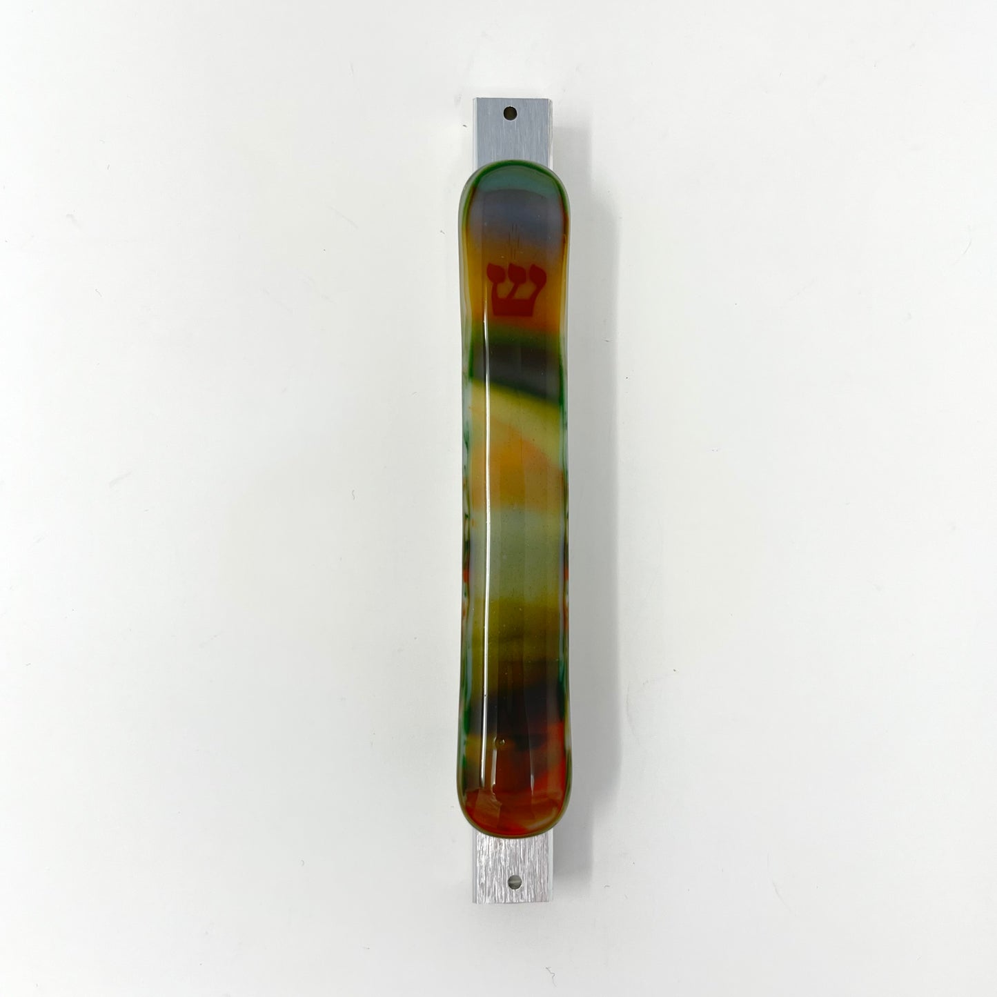 Green and Orange Swirl Mezuzah Case