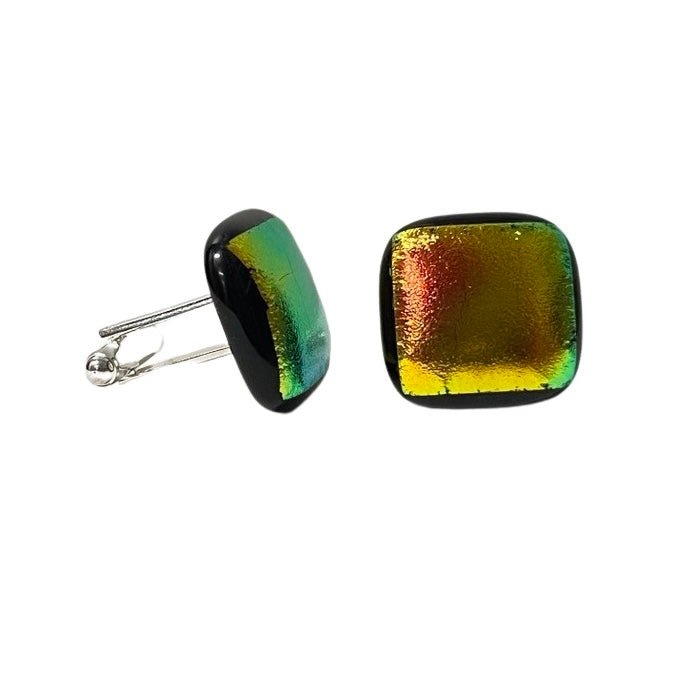 Red and Gold Cufflinks - Y.A. Fused Glass -