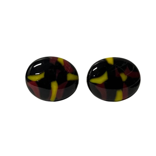 Red, Yellow, and Black Cufflinks - Y.A. Fused Glass -