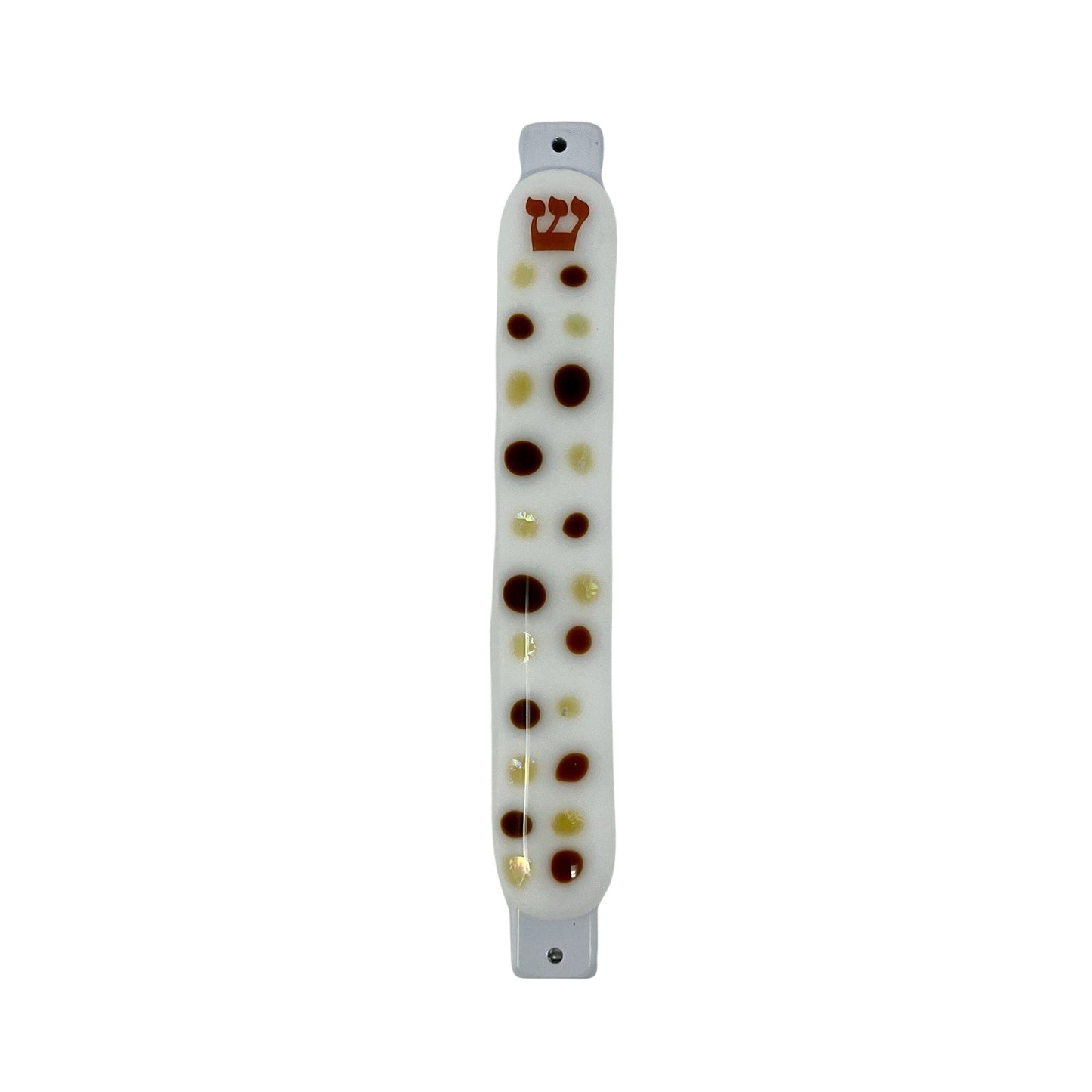 Brown and Gold Speckled Mezuzah Case 5.5” - Y.A. Fused Glass -
