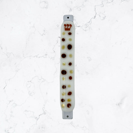 Brown and Gold Speckled Mezuzah Case 5.5” - Y.A. Fused Glass -