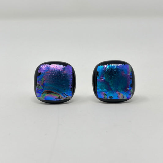 Turquoise Blue and Purple Cufflinks - Y.A. Fused Glass -