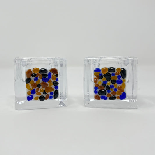 Blue, Brown, and Amber Tea Light Holders