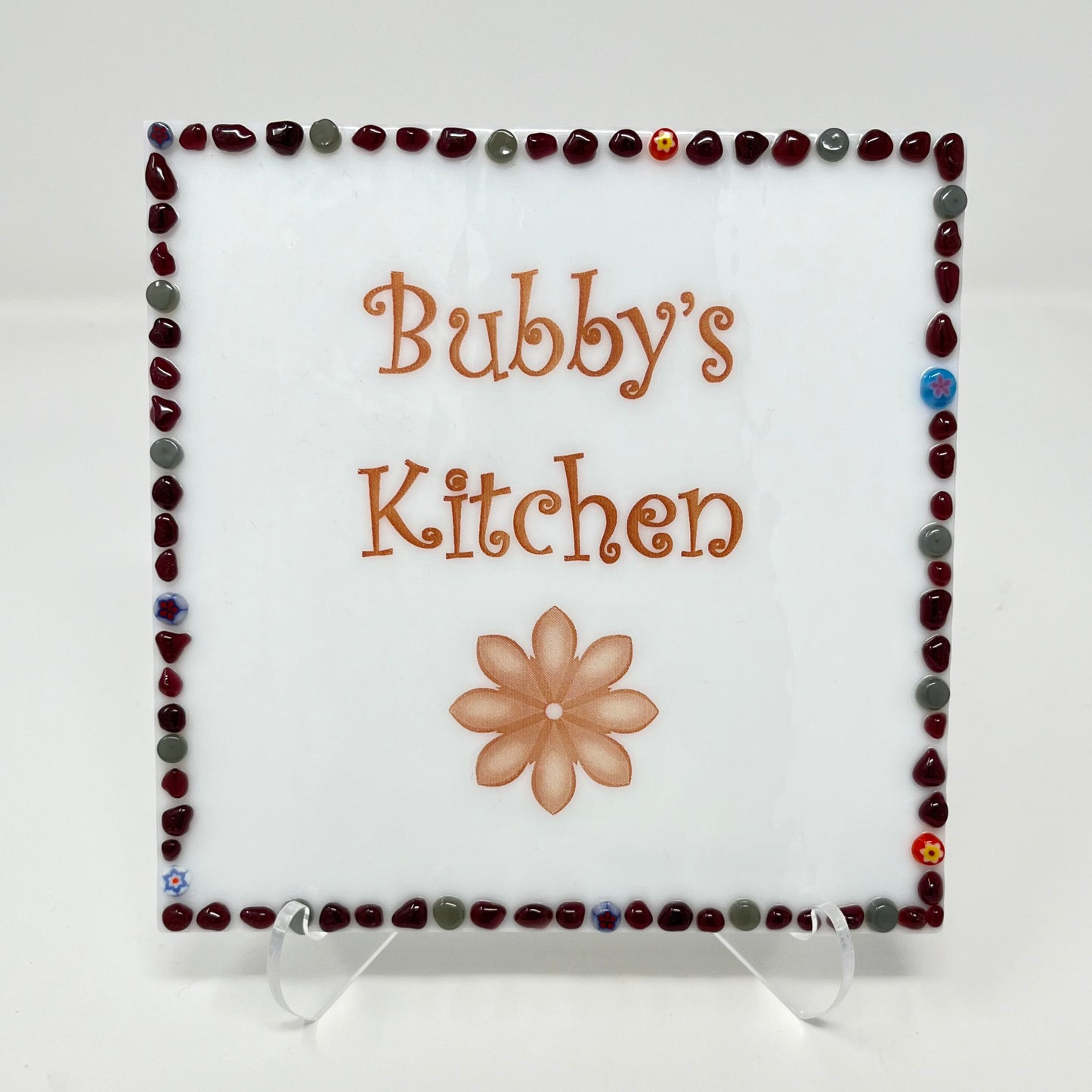 Name Plaque/ Bubby’s Kitchen, Cranberry Pink and Gray