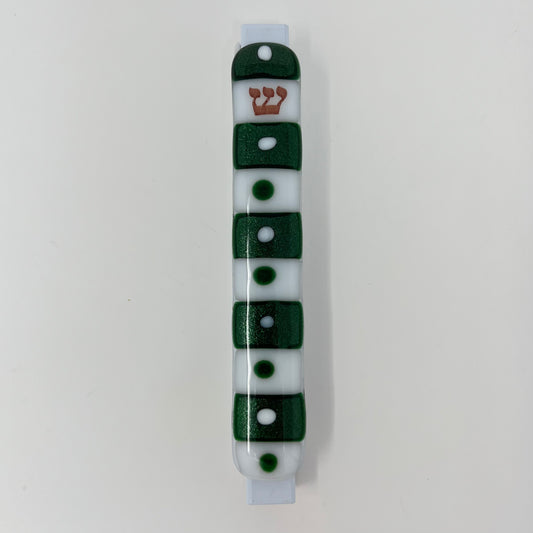 Green and White Mezuzah Case