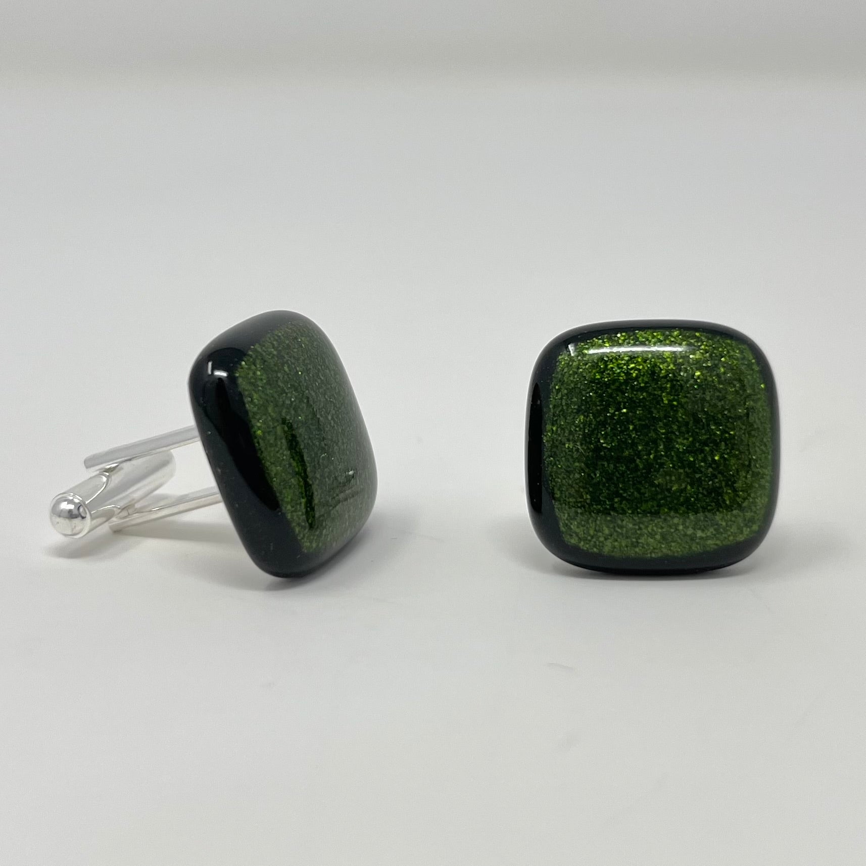 Aventurine Green Cufflinks - Y.A. Fused Glass -