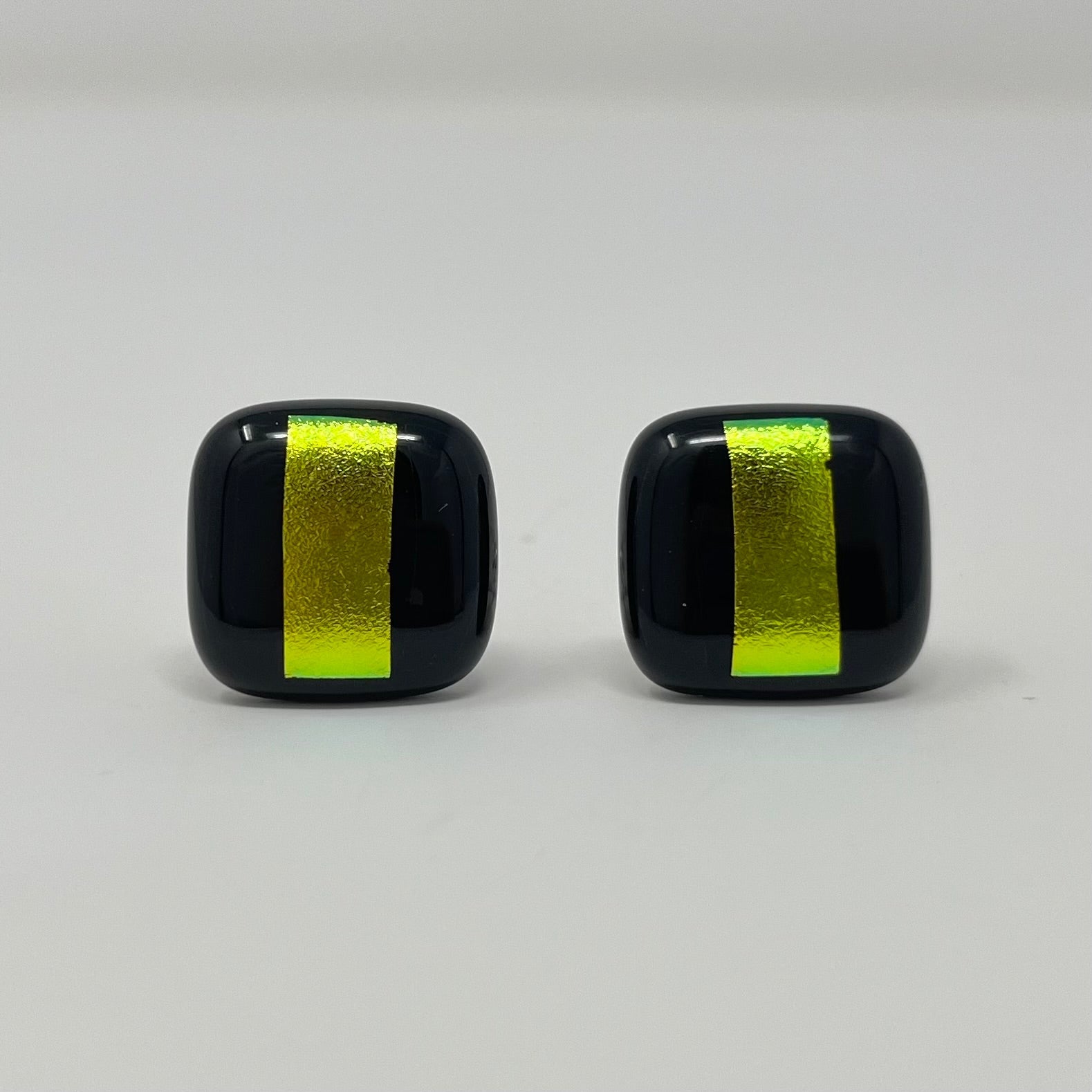 Black with Gold Stripe Cufflinks - Y.A. Fused Glass -