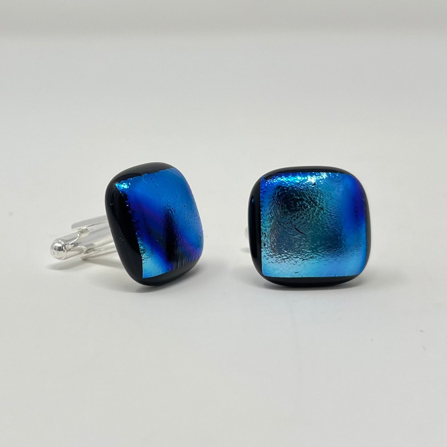 Blue Cufflinks - Y.A. Fused Glass -