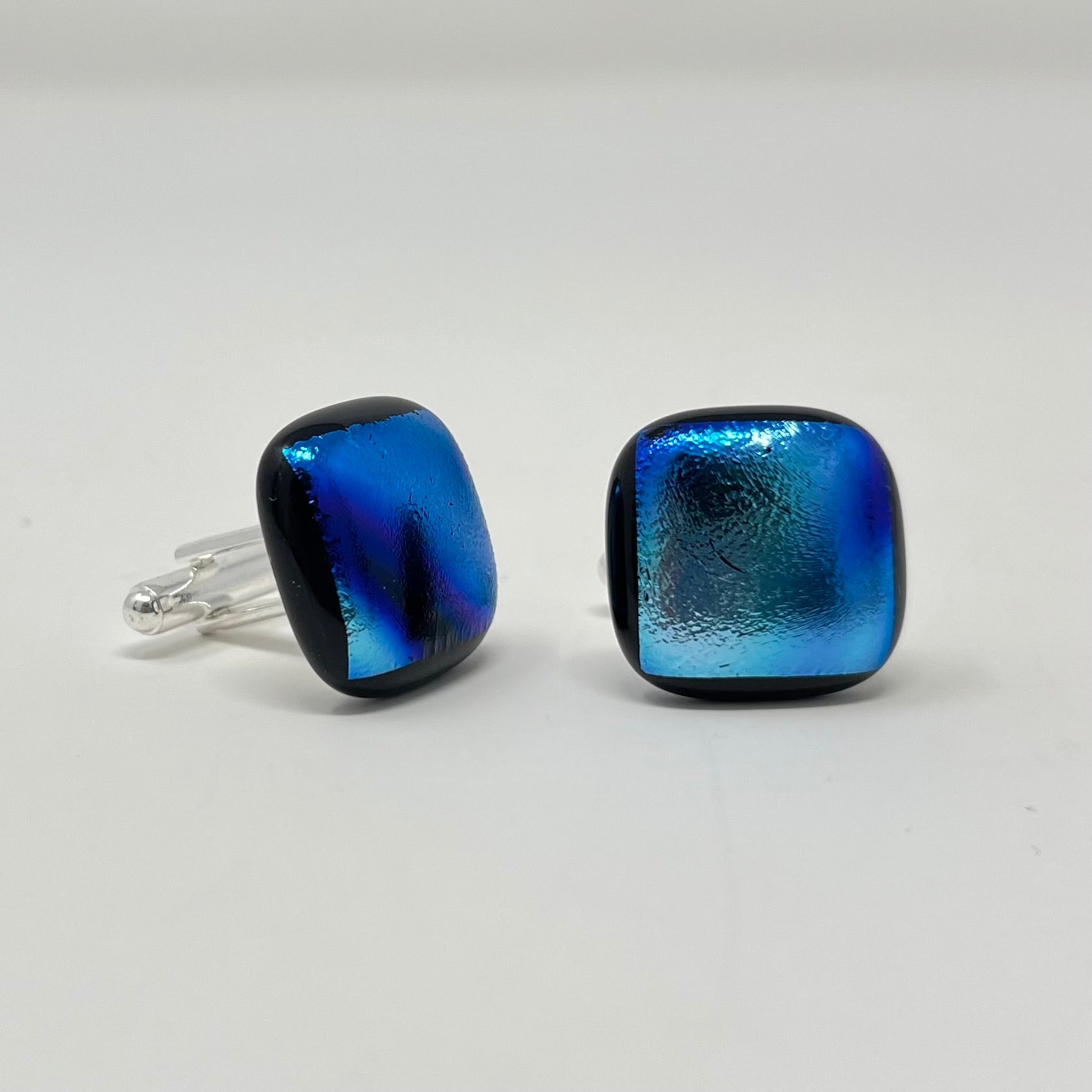 Blue Cufflinks - Y.A. Fused Glass -
