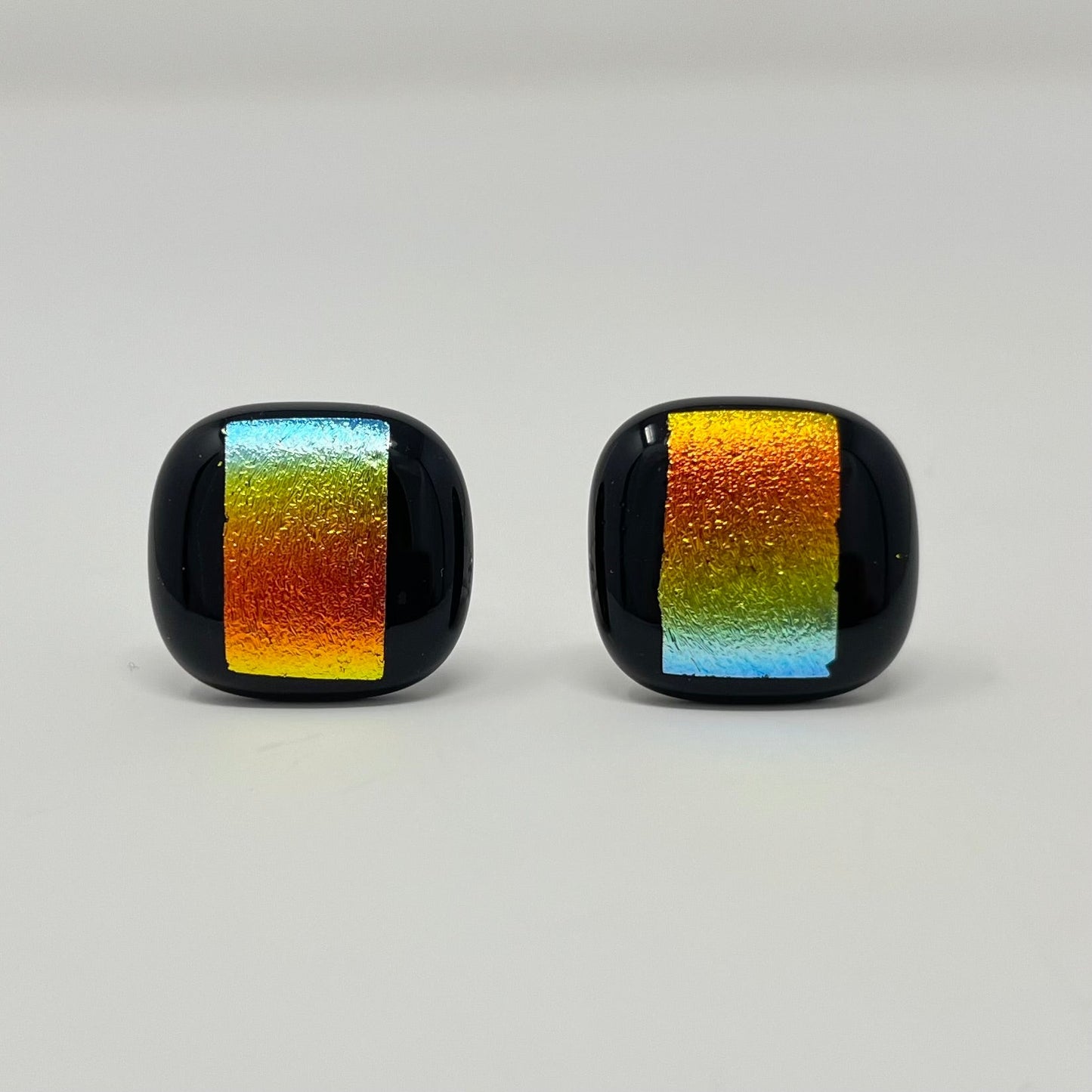 Blue, Orange, and Yellow Cufflinks - Y.A. Fused Glass -