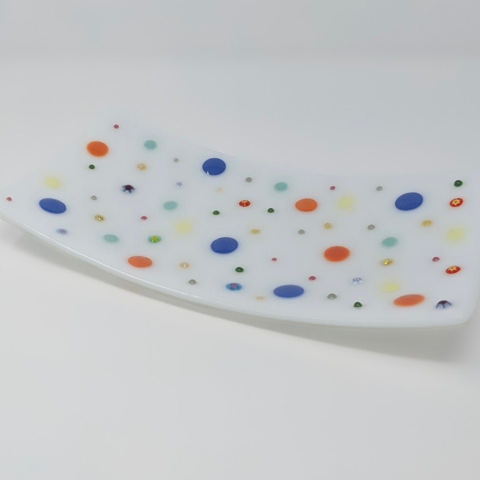 Circle and Flower Decorative Tray - Y.A. Fused Glass -