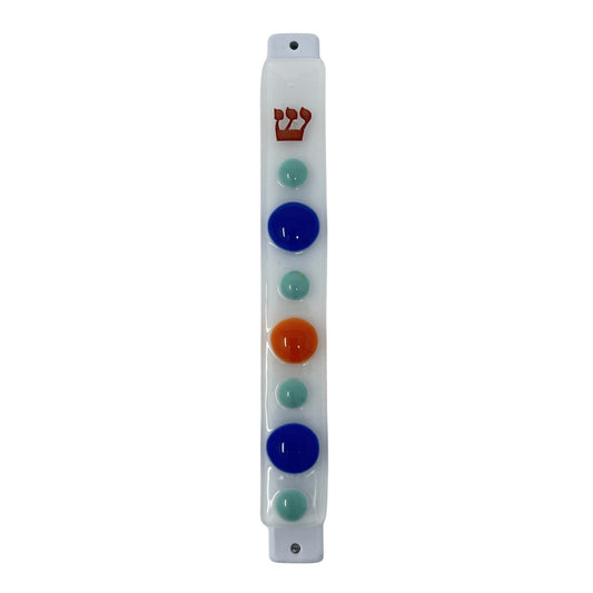 Circled Patterned Mezuzah Case 5.5” - Y.A. Fused Glass -