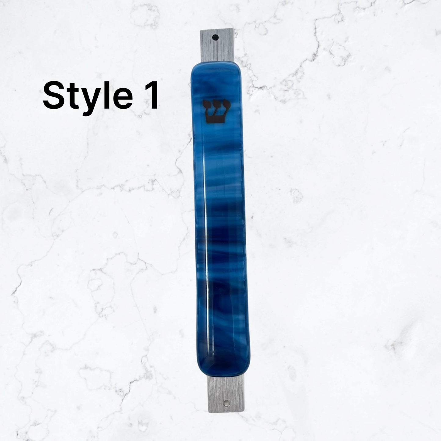 Copper Blue & White Swirl Mezuzah Case 5.5”