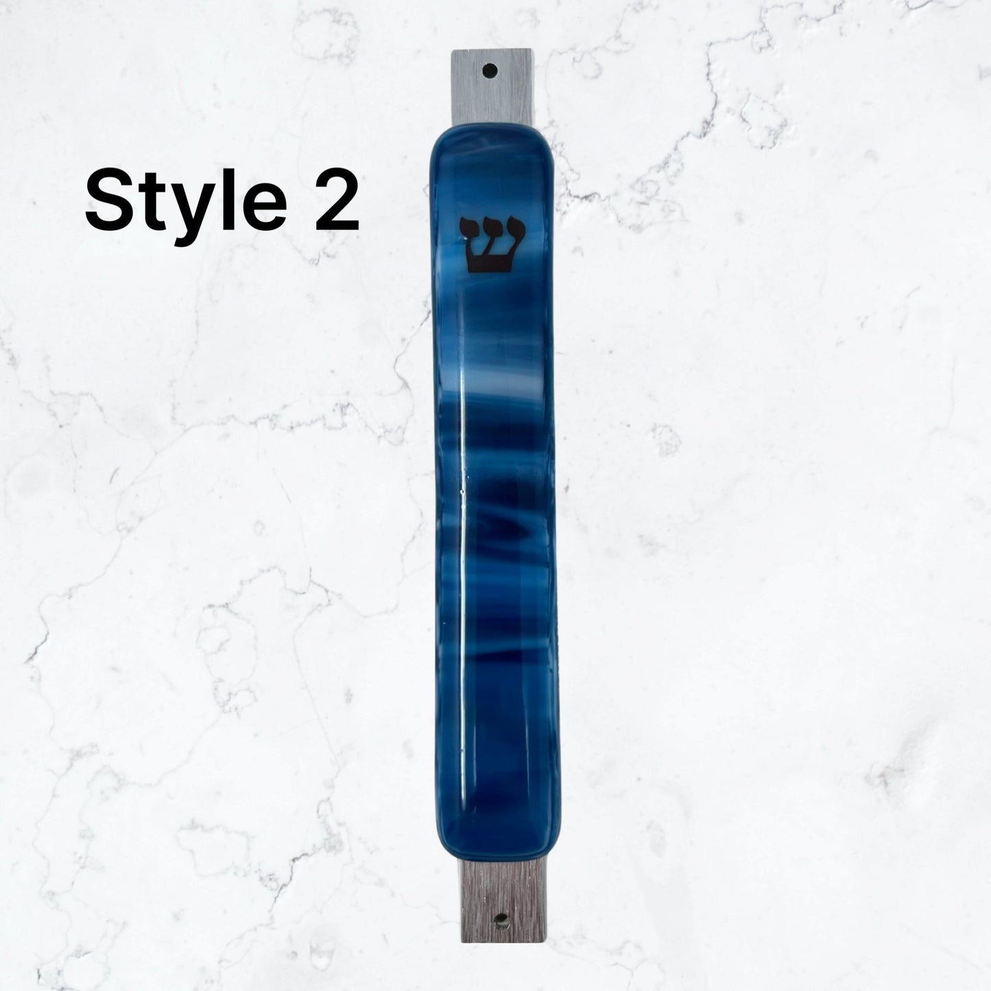 Copper Blue & White Swirl Mezuzah Case 5.5”