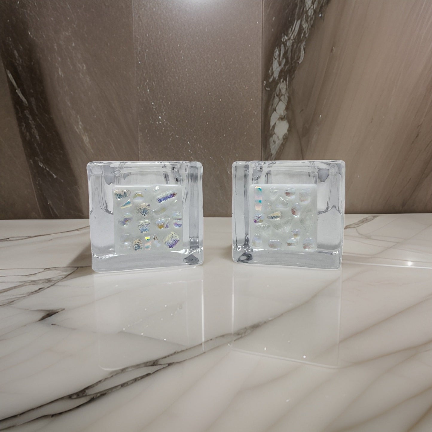Dichroic Tea Light Holders - Y.A. Fused Glass -