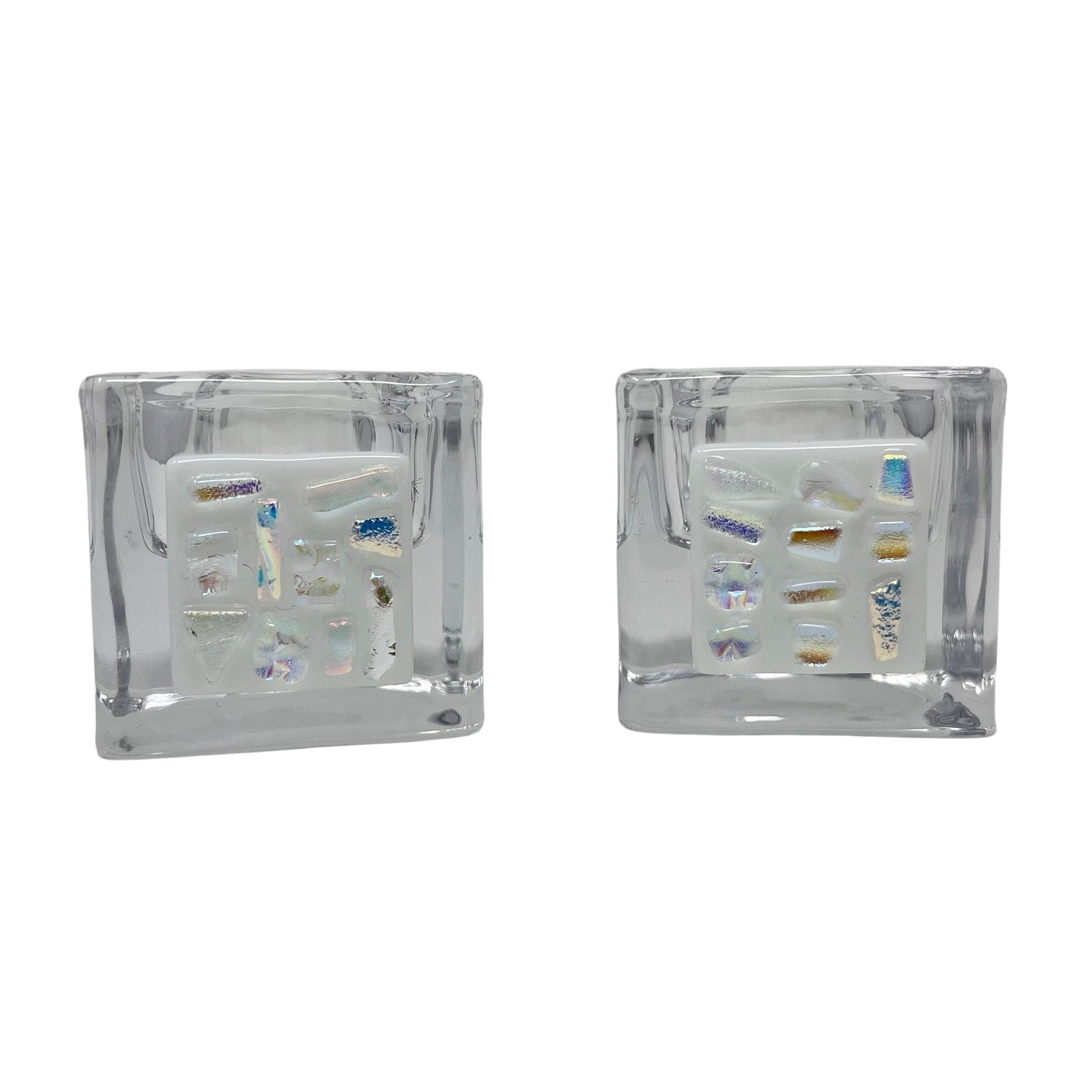 Dichroic Tea Light Holders, Style 2 - Y.A. Fused Glass -