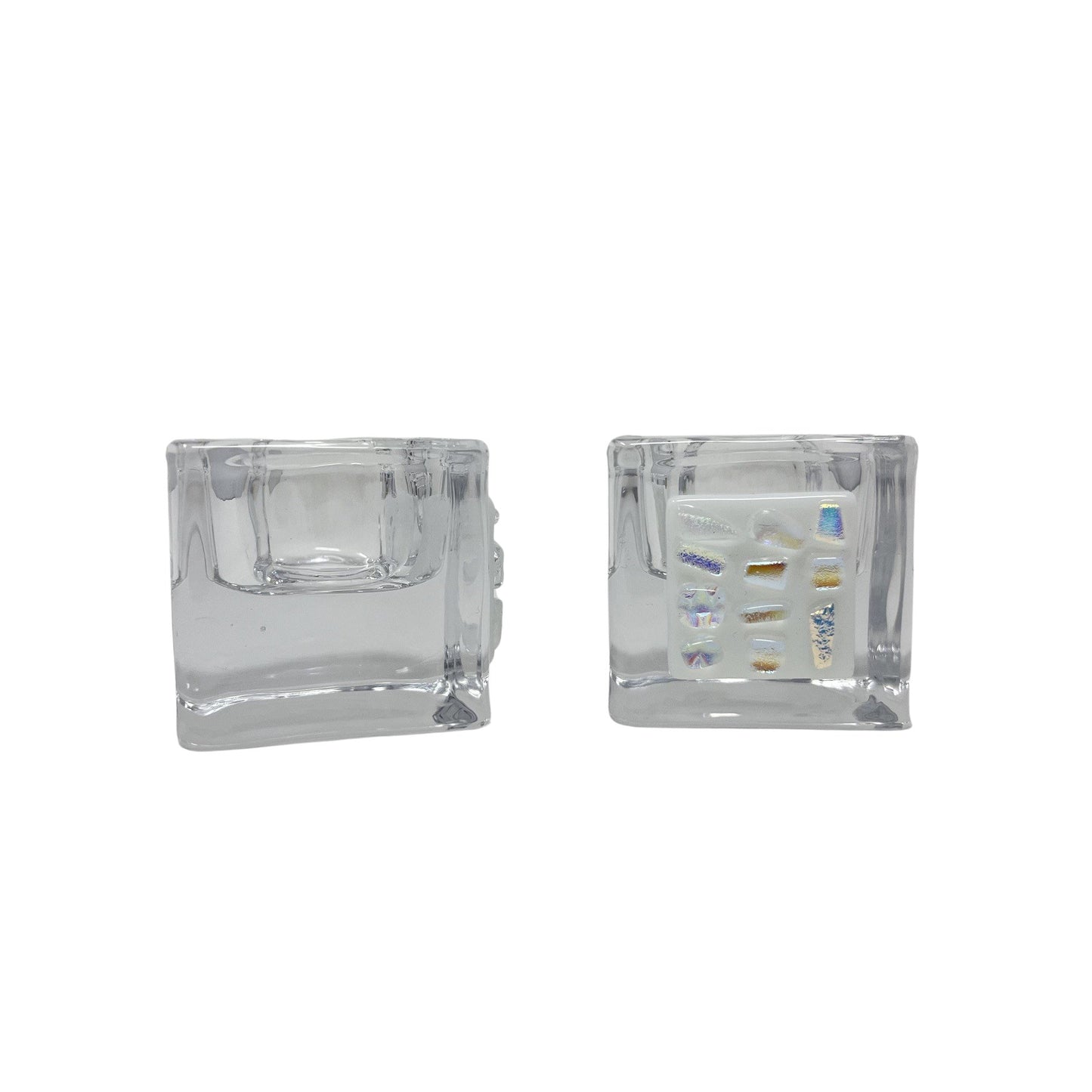 Dichroic Tea Light Holders, Style 2 - Y.A. Fused Glass -