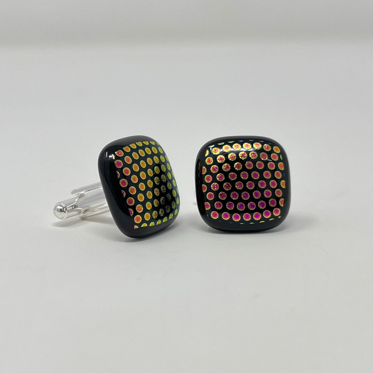Dot Patterned Cufflinks - Y.A. Fused Glass -
