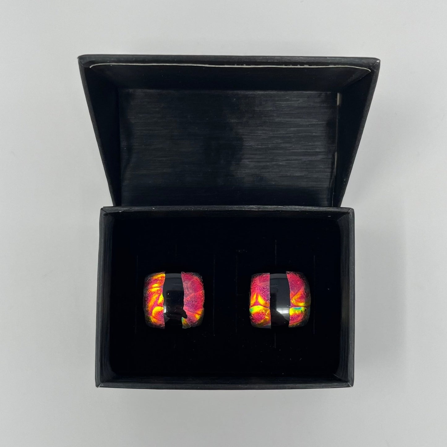 Fire Red and Black Cufflinks - Y.A. Fused Glass -