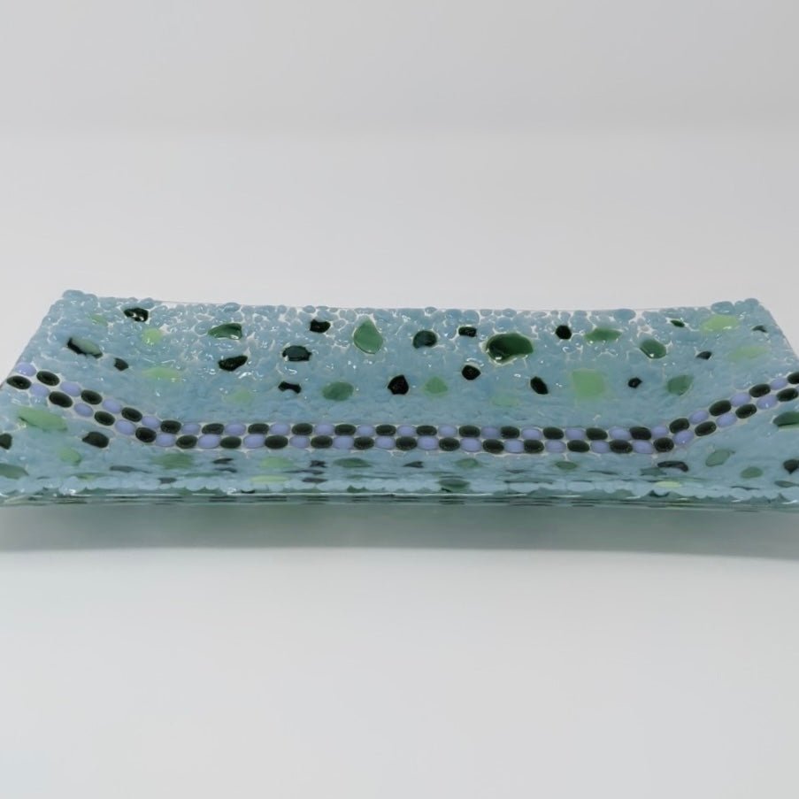 Green, Lavender, Powder Blue Tray - Y.A. Fused Glass -