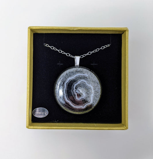 Silver Circle Necklace - Y.A. Fused Glass -
